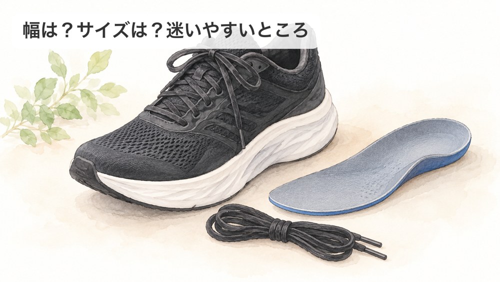 スニーカーとインソールと靴ひものイラスト